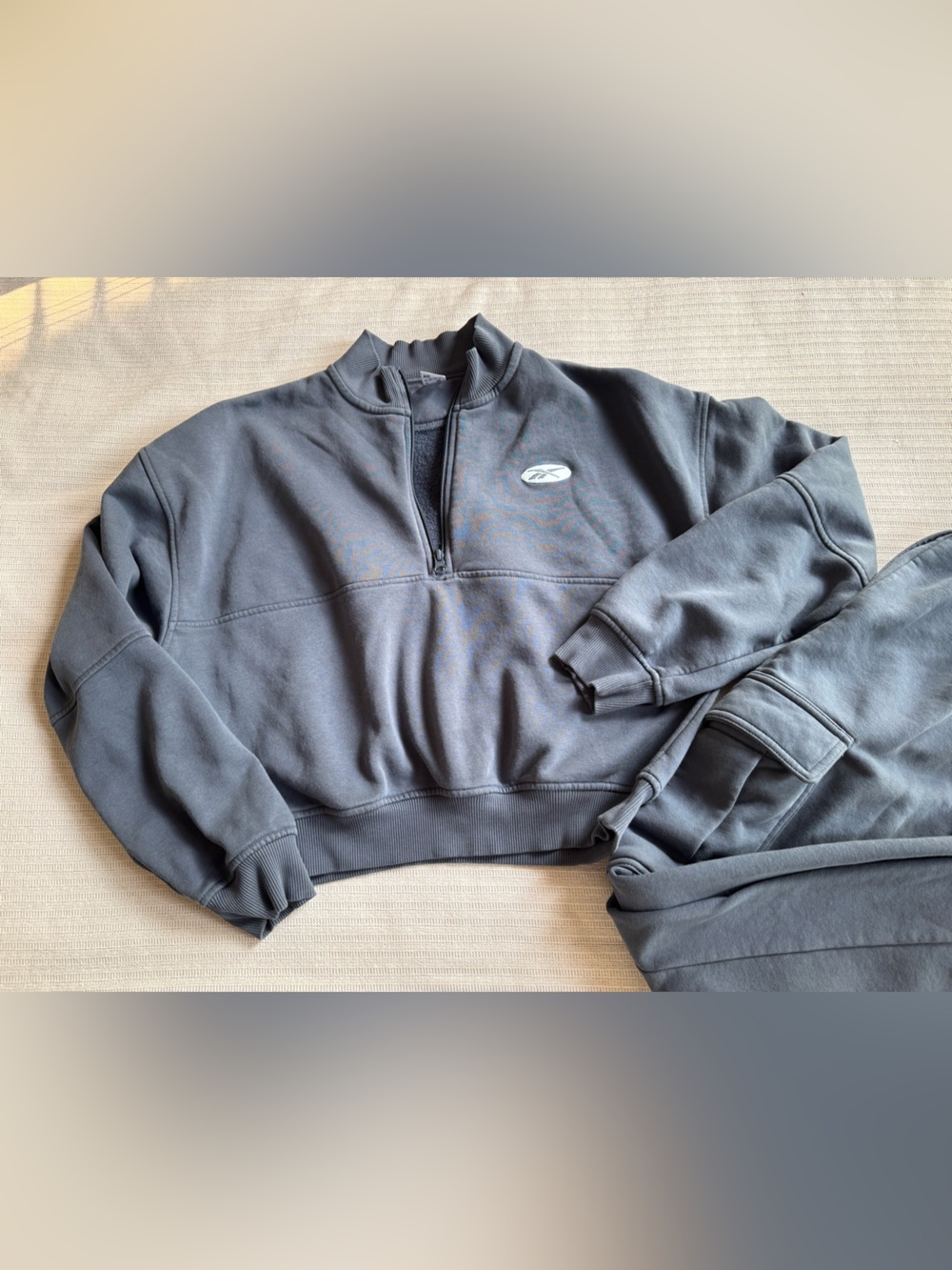Half-Zip Crewneck Sweater + Sweat pants - smoky blue